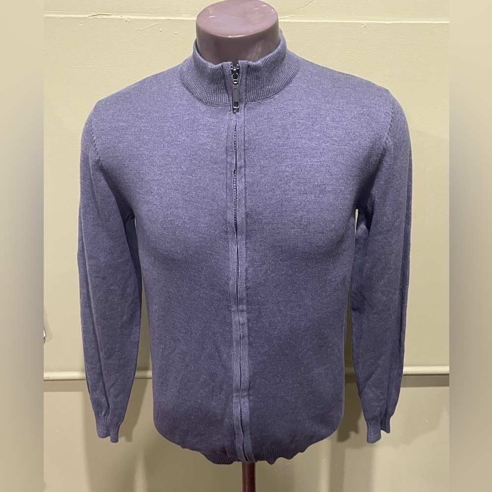 Lavane sweater zipper up mock neck gray regular fit stretchy